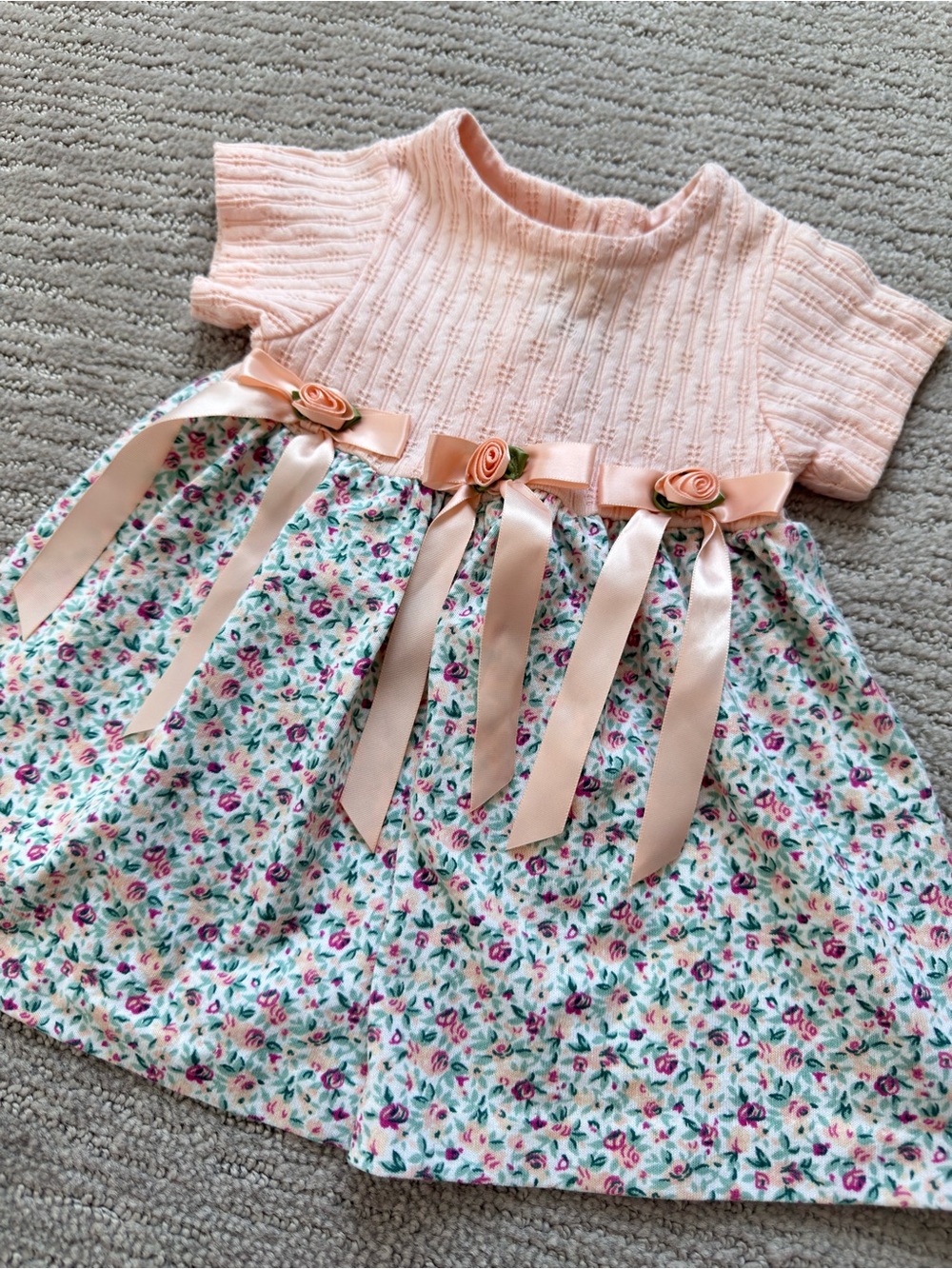 Vintage 90s Brooke Lindsay Baby Girl Floral Dress 6-9M Made in USA Romantic
